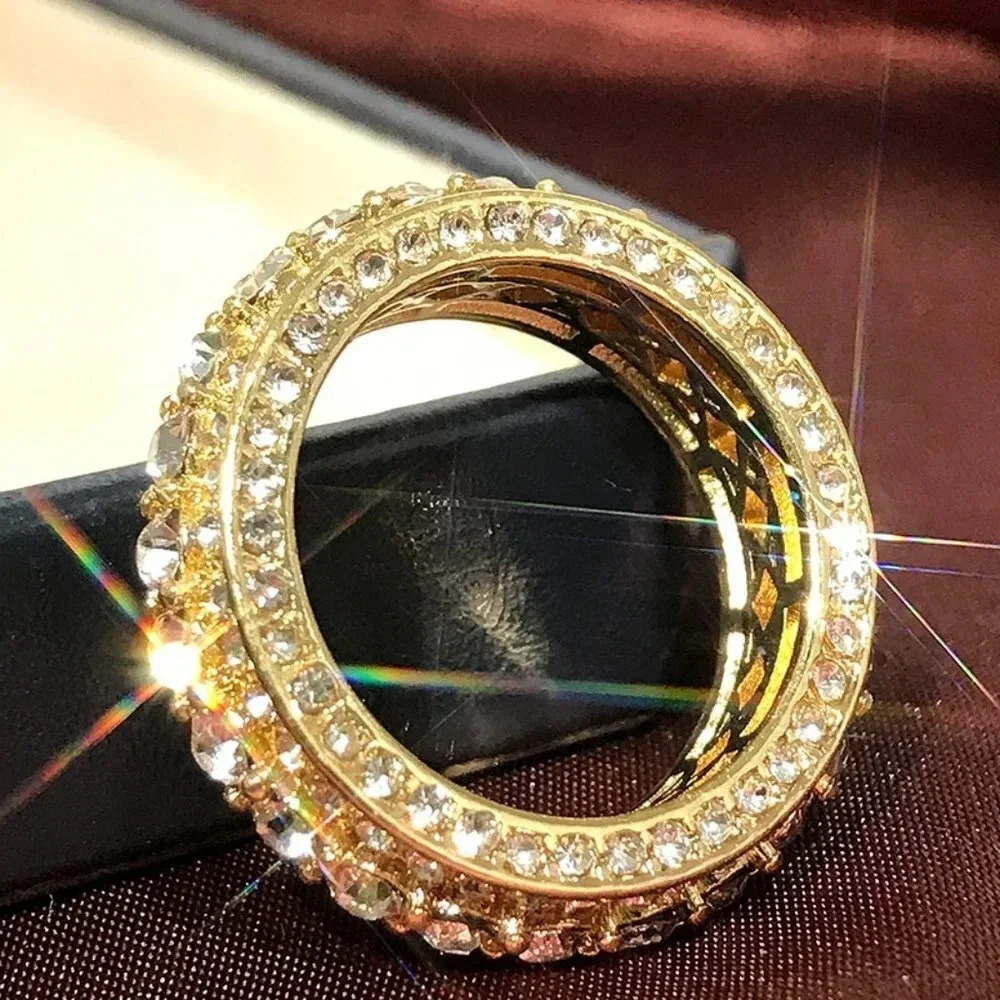 💎Eternity Band 18K Gold Plated Cubic Zircon EngagementRings for Women,UNVN12364 - Picture 6 of 6